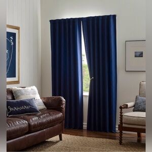 2PK Allen+Roth 50x84-in Navy Blackout Thermal Lined Grommet Curtain Panel